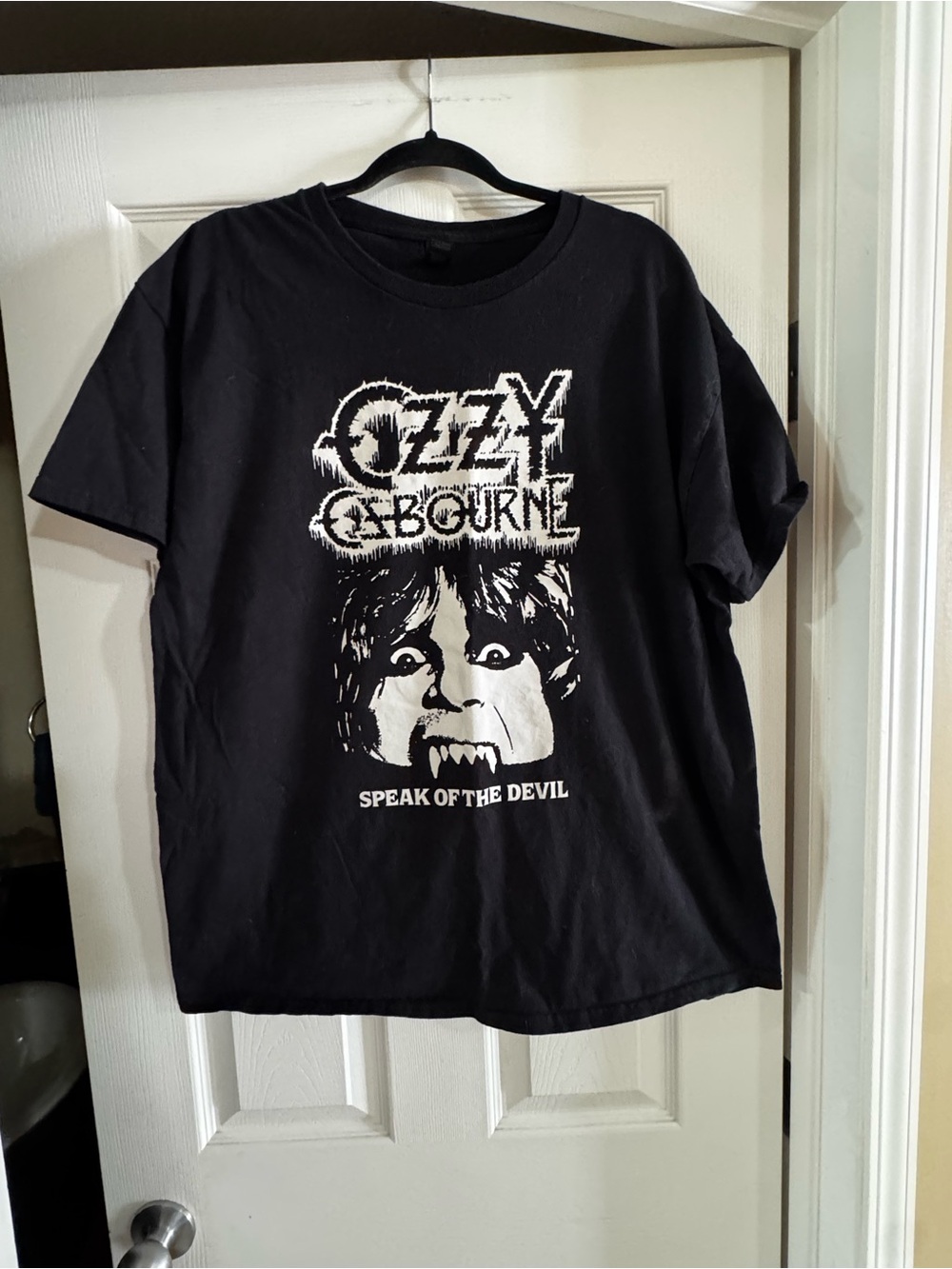 Ozzy osbourne Black Graphic Band Tee with White Print